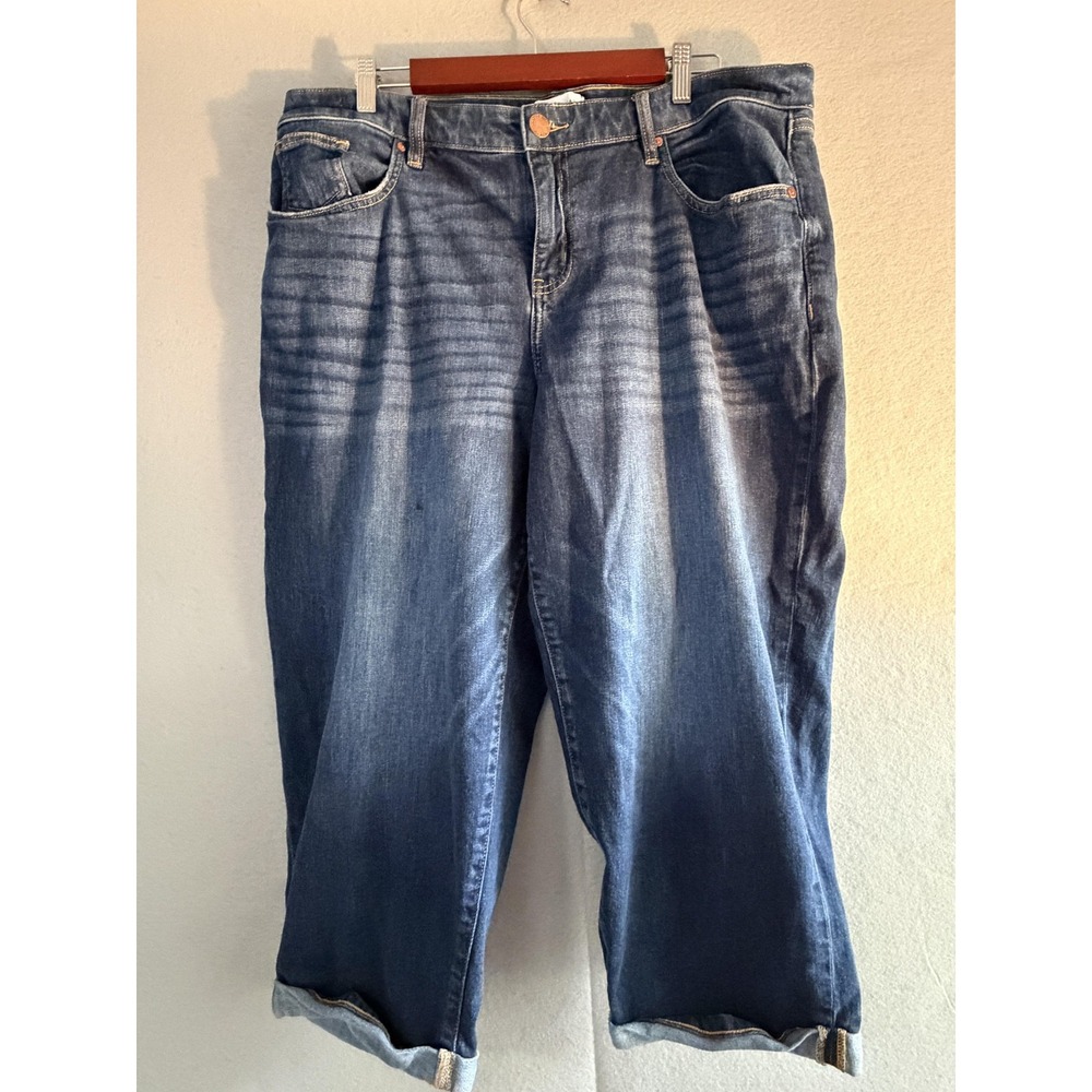 Lane Bryant Jeans Womens 16 Blue Medium Wash Relaxed Capri Cuffed Denim Plus